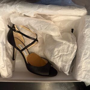 Jimmy Choo Elegant Black Lizard Print Leather